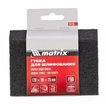 Губка для шлифования 120 х 90 х 25 мм трапеция мягкая P40 MATRIX 75727 купить в Урае