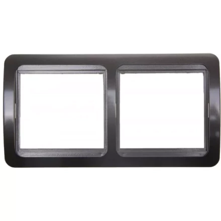 Панель СВЕТОЗАР &quot;ГАММА&quot; накладная, горизонтальная, цвет темно-серый металлик, 2 гнезда SV-54146-DM купить в Урае