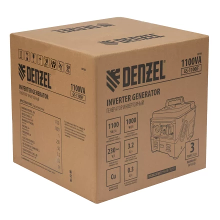 Генератор инверторный DENZEL GS-1100iF 94706, 1,1 кВт, 230 В, ручной старт купить в Урае