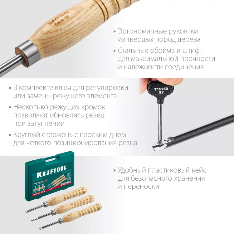 Набор профессиональных ручных резцов по дереву KRAFTOOL 18369 купить в Урае