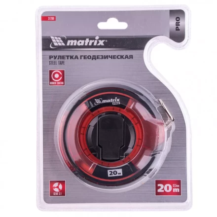 Рулетка геодезическая 20 м х 12,5 мм закрытый корпус стальная лента односторонняя шкала Pro Matrix 31280 купить в Урае