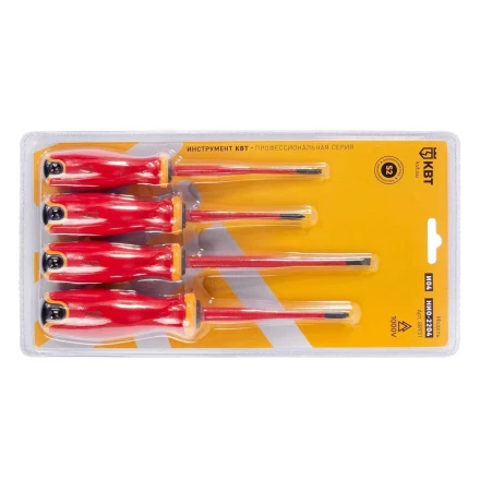 Набор диэлектрических отверток КВТ SLIM VDE НИО-2204 сталь S2, профиль SL, PH, 4 шт. (88931) купить в Урае