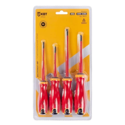 Набор диэлектрических отверток КВТ SLIM VDE НИО-2204 сталь S2, профиль SL, PH, 4 шт. (88931) купить в Урае