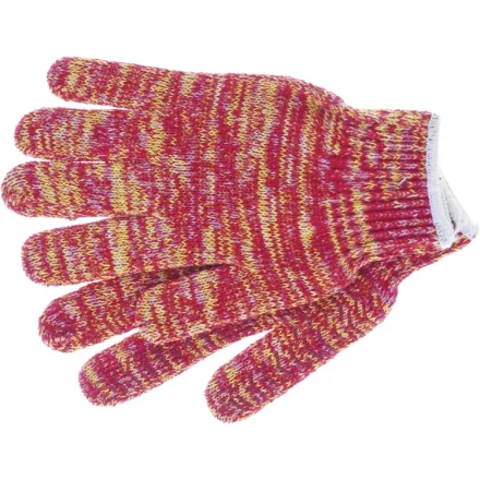 Перчатки трикотажные усиленные гелевое ПВХ-покрытие 7 класс красно-желтый меланж Сибртех 68181 купить в Урае