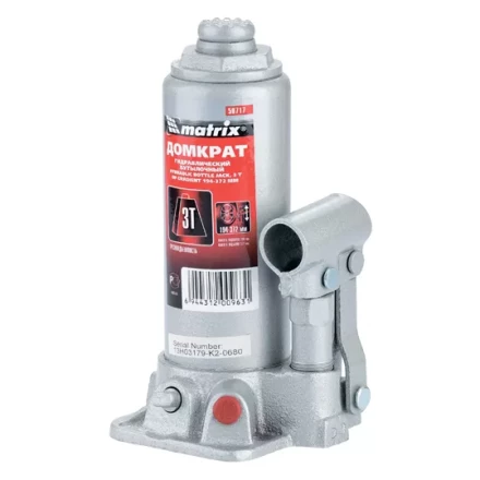 Домкрат гидравлический бутылочный 3 т h подъема 194–372 мм  MATRIX MASTER 50717 купить в Урае