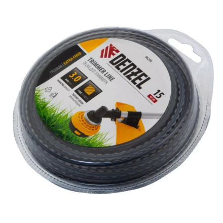 Леска для триммера двухкомпонентная зубчатый квадрат Denzel, 3,0мм х 15м, блистер EXTRA CORD 96260 купить в Урае