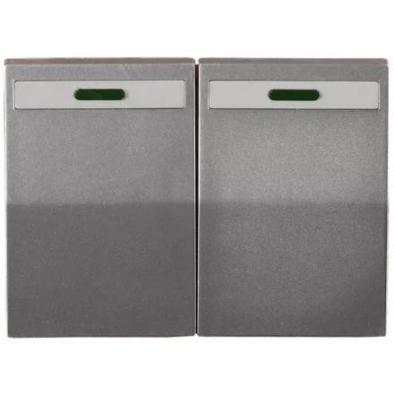 Выключатель СВЕТОЗАР &quot;ЭФФЕКТ&quot; двухклавишный, с эффектом свечения, без вставки и рамки, светло-серый металлик, 10A/~250B SV-54435-SM купить в Урае