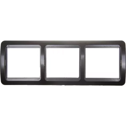 Панель СВЕТОЗАР &quot;ГАММА&quot; накладная, горизонтальная, цвет темно-серый металлик, 3 гнезда SV-54148-DM купить в Урае