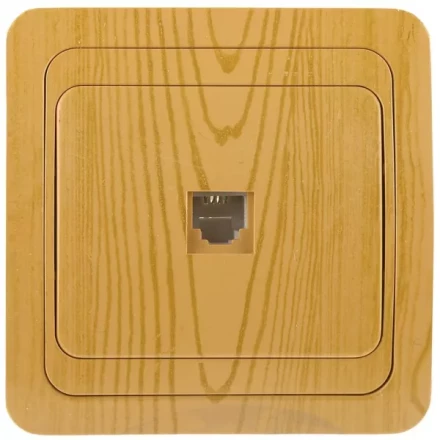 Розетка СВЕТОЗАР &quot;ГАММА&quot; телефонная, одинарная, цвет ольха SV-54117-A купить в Урае