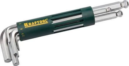 Набор KRAFTOOL: Ключи имбусовые длинные с шариком, Cr-Mo сталь, держатель-рукоятка, HEX 2-10мм, 8 пред 27431-2_z01 купить в Урае