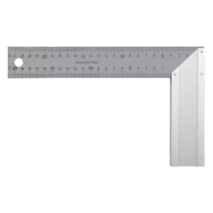 Угольник стальной 250 мм, нержавеющая сталь, градуировка, алюминиевое основание Denzel 32396 купить в Урае
