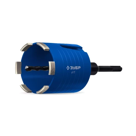 ЗУБР АСК d 72 мм (М16, рабочая глубина 75 мм, лазерная сварка), алмазная сегментная коронка для подрозетников, Профессионал (29875-72) купить в Урае