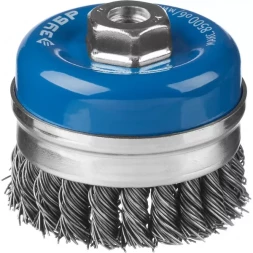 ЗУБР "ПРОФЕССИОНАЛ". Щетка чашечная усиленная для УШМ, плетеные пучки стальной проволоки 0,8мм, 80ммхМ14 35271-080_z02