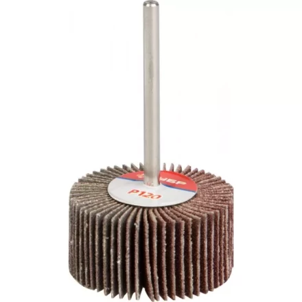 Круг шлифовальный ЗУБР &quot;МАСТЕР&quot; веерный лепестковый, на шпильке, тип КЛО, зерно-электрокорунд нормальный, P120, 15х30мм 36600-120 купить в Урае