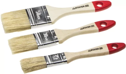 Набор STAYER &quot;STANDARD&quot; &quot;UNIVERSAL&quot;: Кисти, светлая натуральная щетина, деревянная ручка, 3шт: 25, 38, 50мм 0161-H3_z01 купить в Урае