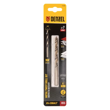 Сверло по металлу, 7 мм, HSS Co-8%// Denzel 71449 купить в Урае