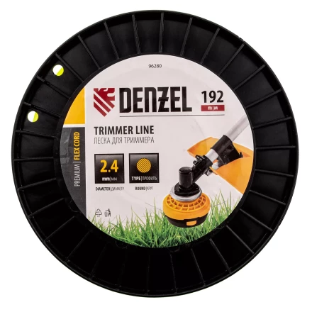 Леска для триммера круглая Denzel, 2,4мм х 192м, на DIN катушке FLEX CORD, 96280 купить в Урае