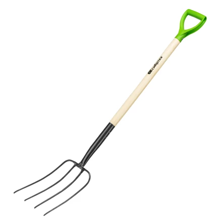 Вилы 4-рогие Сибртех 61379, сенные, кованые, 210х340х1260 мм, деревянный лакированный черенок купить в Урае