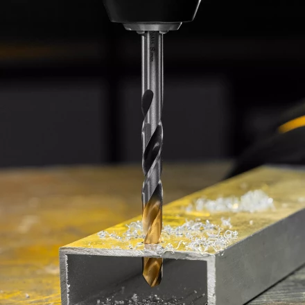 Сверло спиральное по металлу Denzel 8 x 117мм, Р6М5, Golden Tip, многогранная заточка, 718282 купить в Урае