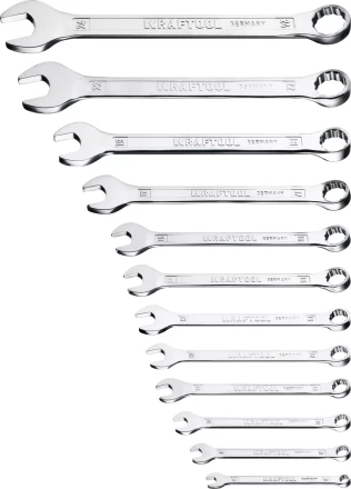 Наборы ключей комбинированных KRAFTOOL, Cr-V, DIN 3110, на пластиковой подвеске 27079-H12C купить в Урае