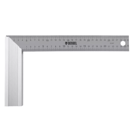 Угольник стальной 300 мм, нержавеющая сталь, градуировка, алюминиевое основание Denzel 32397 купить в Урае