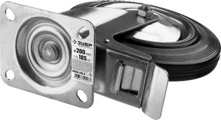 Колеса поворотные с тормозом из литой резины с металлическим диском серия ПРОФЕССИОНАЛ купить в Урае