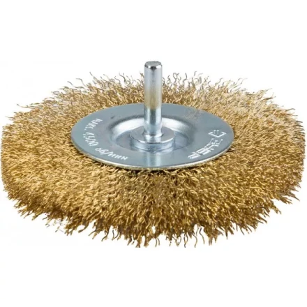 ЗУБР &quot;ЭКСПЕРТ&quot;. Щетка дисковая для дрели, двухрядная, витая латунированная стальная проволока 0,3мм, 100мм 3520-100-2_z01 купить в Урае