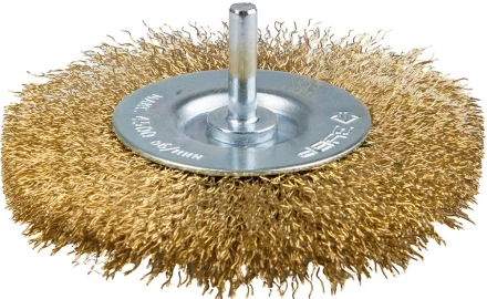 ЗУБР &quot;ЭКСПЕРТ&quot;. Щетка дисковая для дрели, двухрядная, витая латунированная стальная проволока 0,3мм, 100мм 3520-100-2_z01 купить в Урае
