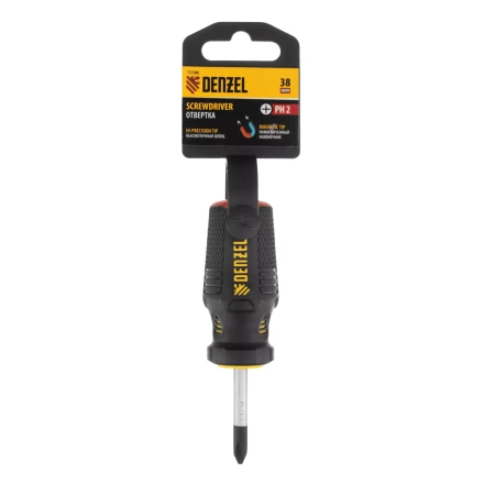 Отвертка PH2х38 мм, CrV, трехкомпонентная рукоятка Denzel 12186 купить в Урае