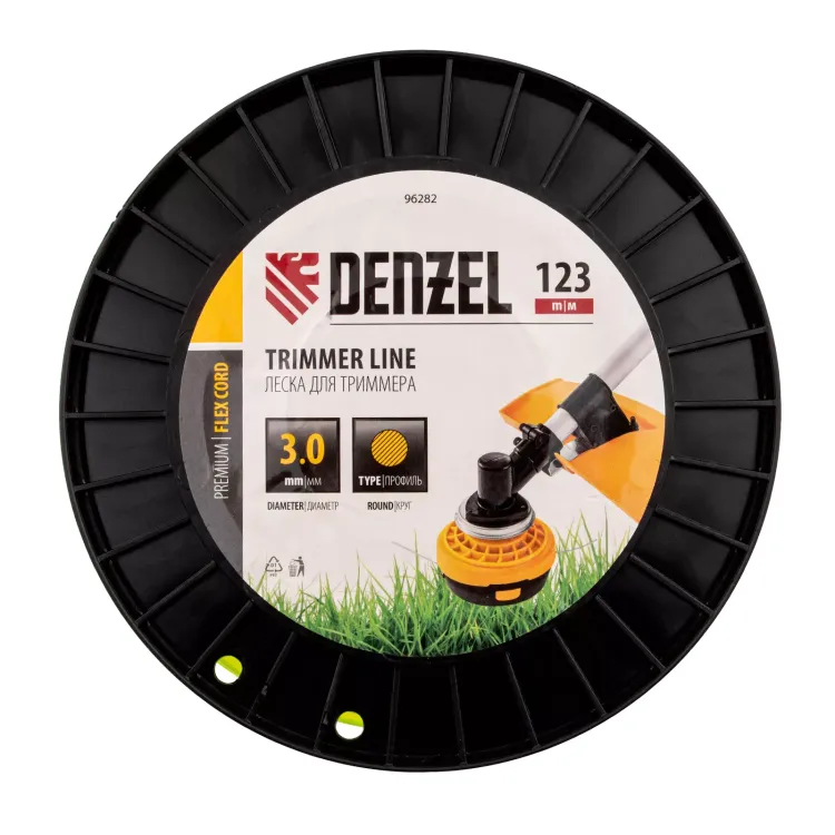 Леска для триммера круглая Denzel, 3,0мм х 123м, на DIN катушке FLEX CORD, 96282 купить в Урае