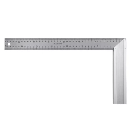 Угольник стальной 400 мм, нержавеющая сталь, градуировка, алюминиевое основание Denzel 32398 купить в Урае