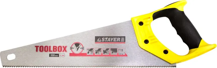 Ножовка многоцелевая (пила) STAYER TOOLBOX 350 мм, 11 TPI, мелкий прямой закаленный зуб, точный рез 2-15091-45 купить в Урае