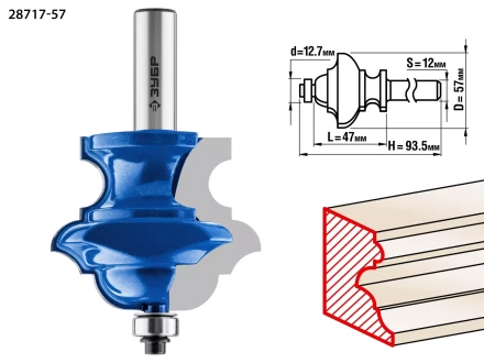 ЗУБР 57 x 47.6 мм, хвостовик 12 мм, фреза кромочная фигурная №6, Профессионал (28717-57) купить в Урае