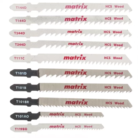 Набор полотен для электролобзика по дереву 10 шт T-SET1007 Matrix 78249 купить в Урае