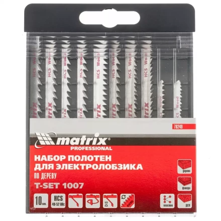 Набор полотен для электролобзика по дереву 10 шт T-SET1007 Matrix 78249 купить в Урае