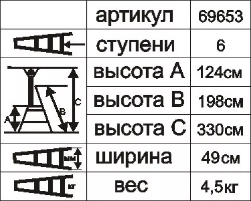 Стремянка алюминиевая Энкор 6 ступеней 69653 купить в Урае