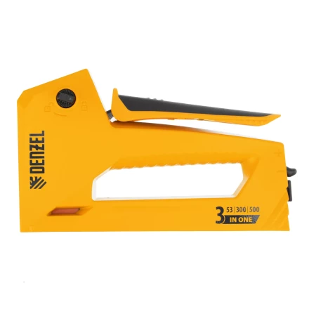 Степлер мебельный Denzel 40214, алюминиевый корпус, тип 53, 6-14 мм, тип 300, 15 мм, тип 500, 15 мм купить в Урае