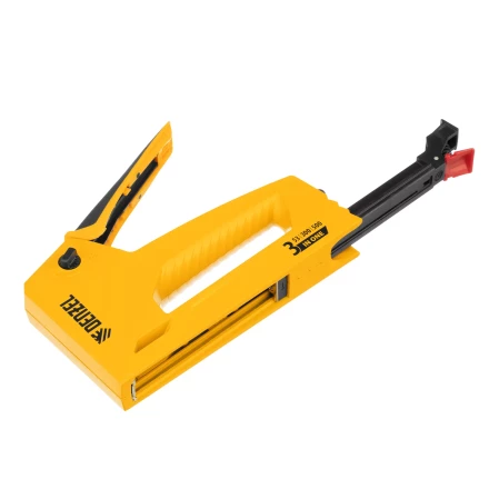 Степлер мебельный Denzel 40214, алюминиевый корпус, тип 53, 6-14 мм, тип 300, 15 мм, тип 500, 15 мм купить в Урае