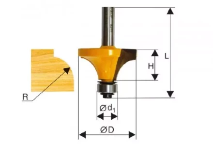 Фреза кром. калевочная ф25,4х11мм R6,3мм хв. 8мм Энкор 46234 купить в Урае