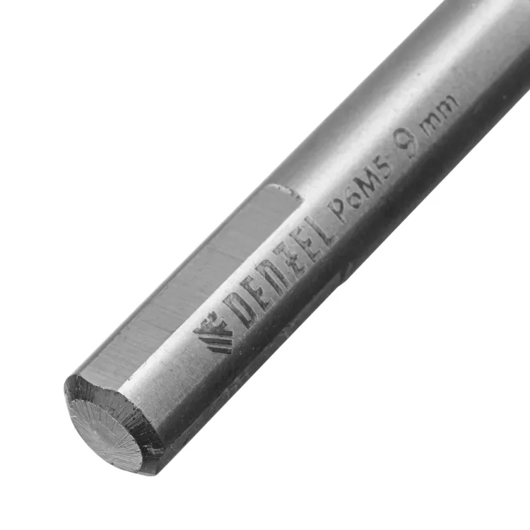 Сверло спиральное по металлу Denzel 9 x 125мм, Р6М5, Golden Tip, многогранная заточка, 718284 купить в Урае