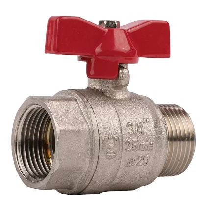 Кран ЗУБР шаровой 3/4&quot; полнопроходной &quot;мама-папа&quot;, бабочка, никелированная латунь 51354-N-3/4 купить в Урае