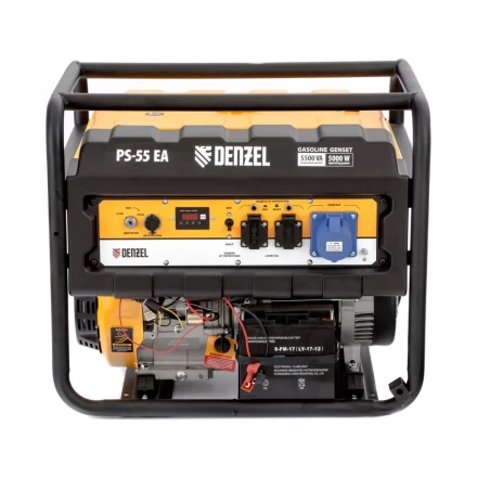 Генератор бензиновый PS 55 EA, 5.5 кВт, 230 В, 25 л, коннектор автоматики 5 PIN, электростартер Denzel 9468743 купить в Урае