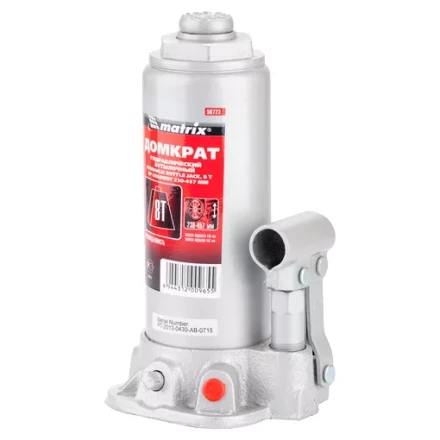 Домкрат гидравлический бутылочный 8 т h подъема 230–457 мм  MATRIX MASTER 50723 купить в Урае