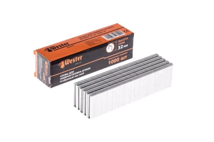 Скобы для степлера WESTER 826-019 32 мм, тип 18GA, 1000 шт. купить в Урае