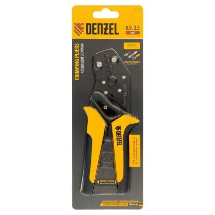 Клещи для обжима Denzel 17747 изолир. наконечников НКИ и НВИ, разъемов РПИ, гильз ГСИ, 0,5 - 2,5 мм2 купить в Урае