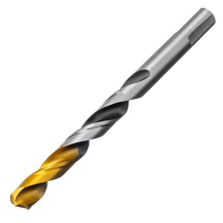 Сверло спиральное по металлу Denzel 10 x 133мм, Р6М5, Golden Tip, многогранная заточка, 718285 купить в Урае