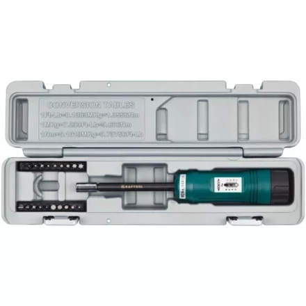 Отвертка динамометрическая KRAFTOOL со шкалой, регулируемая, 1-8 Нм, точность +/-6%, 20 бит, в боксе 64030 купить в Урае