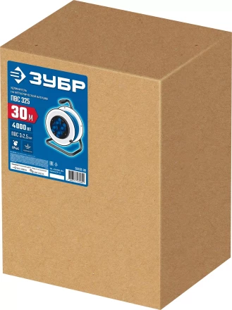 ЗУБР ПВС-325, ПВС, 3 x 2.5 мм2, 30 м, 4000 Вт, IP44, силовой удлинитель на стальной катушке, Профессионал (55102-30) купить в Урае