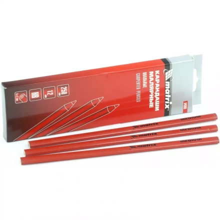 Карандаши малярные овальные для твердых поверхностей 250мм коробка 12штук MATRIX 84811 купить в Урае