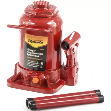 Домкрат бутылочный телескопический SPARTA 10 т h подъема 200–460 мм 50345 купить в Урае